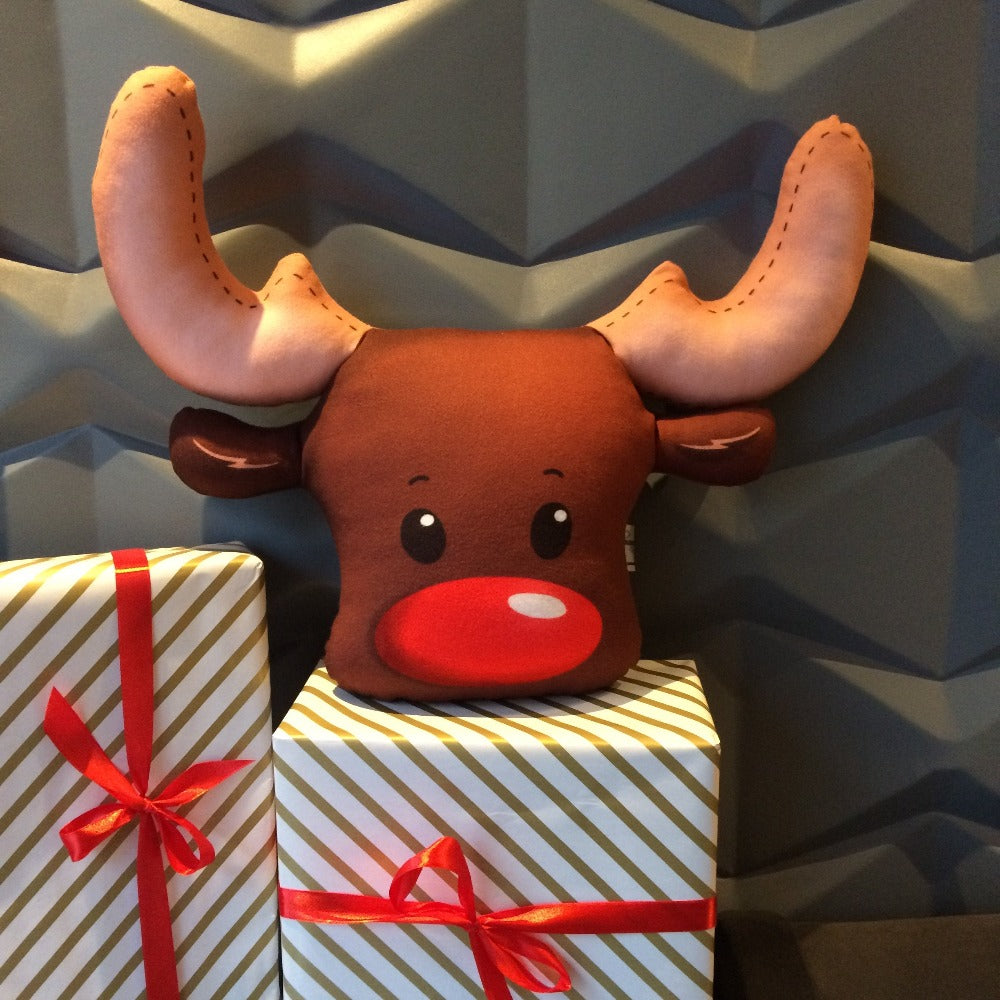red nose reindeer pillow