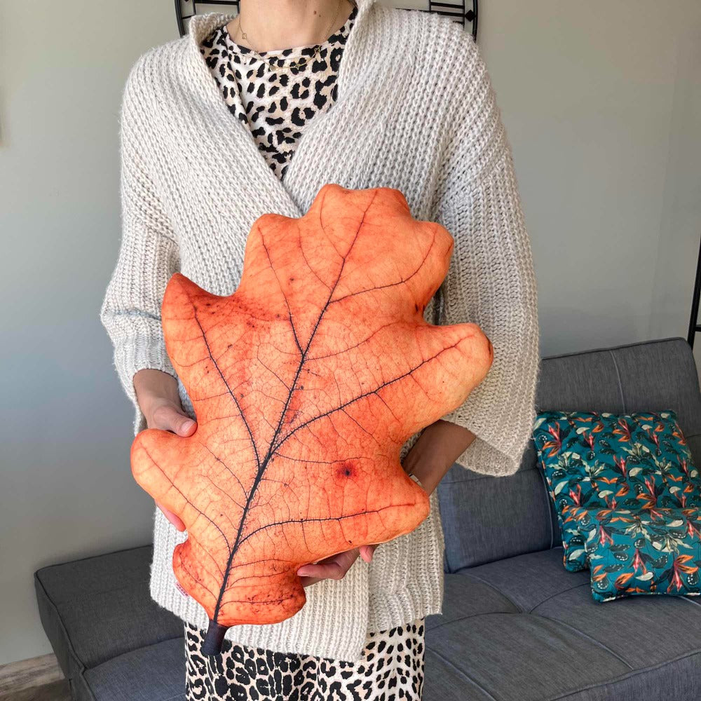 oak leaf shaped pillow