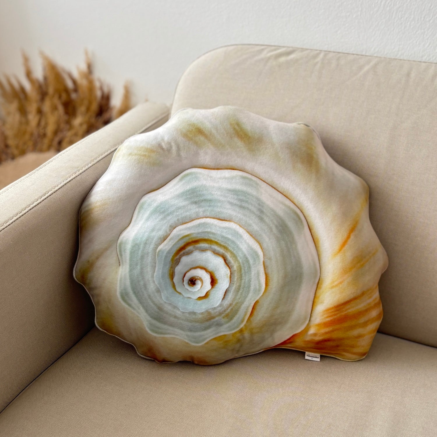 Seashell shape pillow, small shell pillow, nautical throw pillow