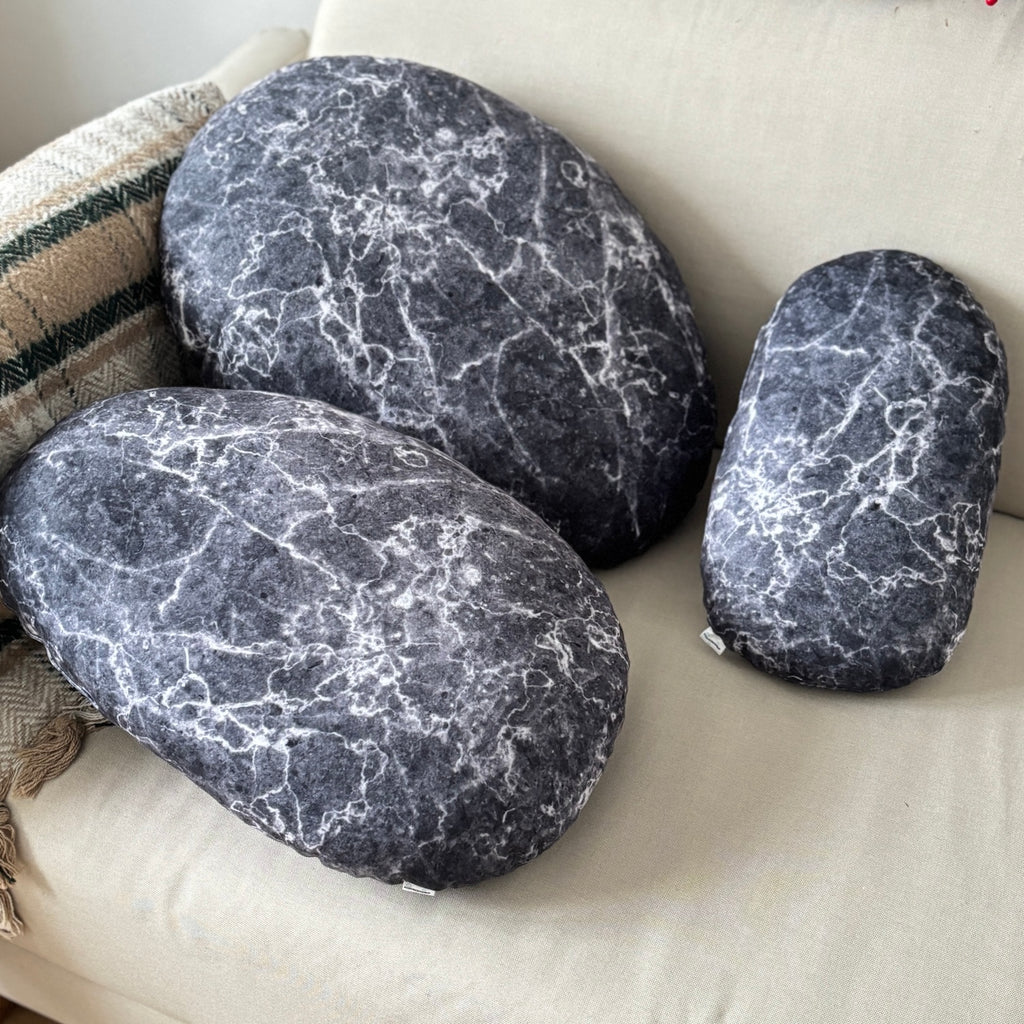 Realistic stone pillow / dark grey pillow / stone cushion / zen pillow