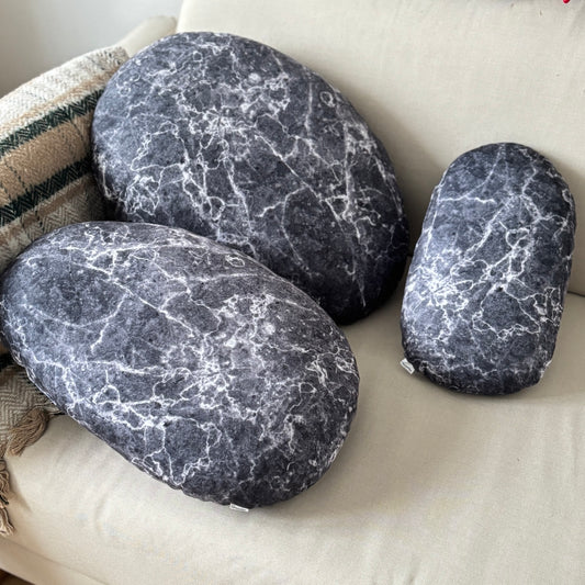Realistic stone pillow / dark grey pillow / stone cushion / zen pillow