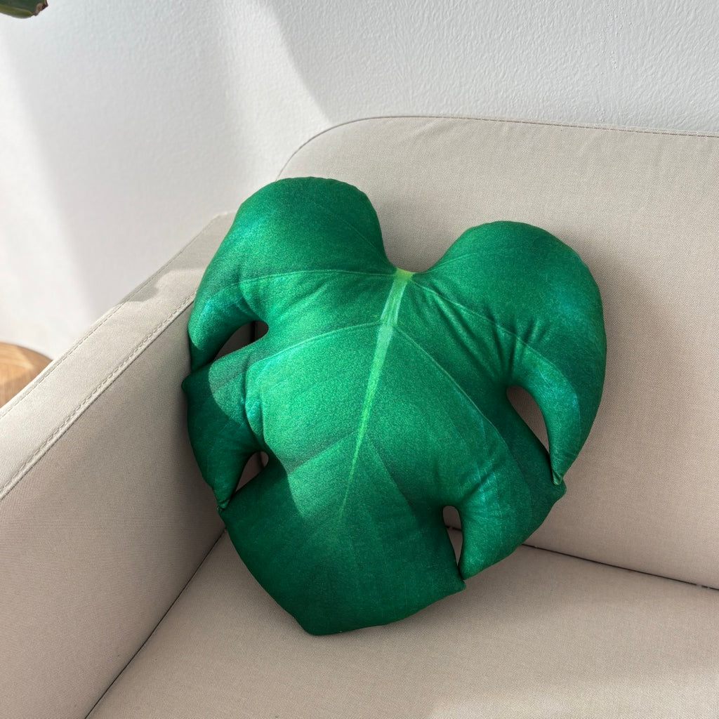 Monstera Leaf Pillow, Tropical Plant Cushion, Monstera Decor, Botanical Throw Pillow, Plant Lover Gift