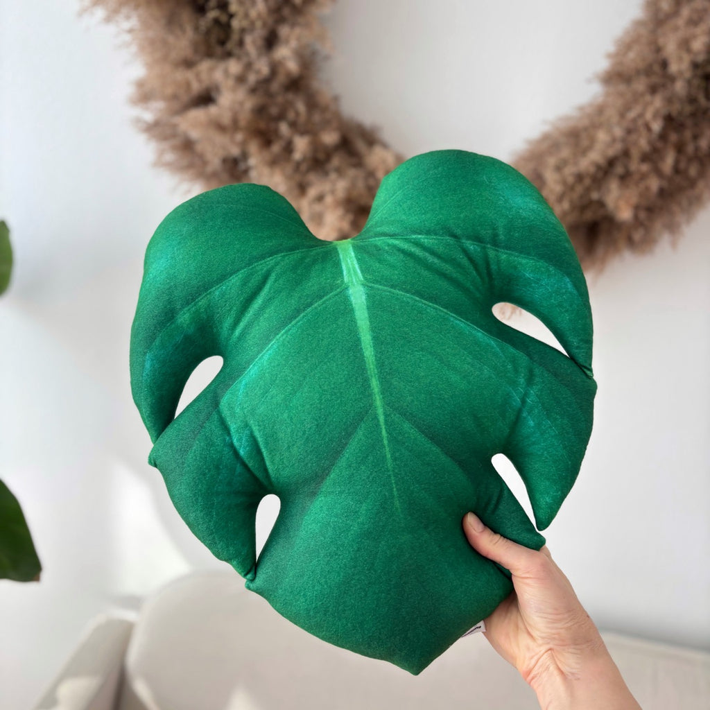 Monstera Leaf Pillow, Tropical Plant Cushion, Monstera Decor, Botanical Throw Pillow, Plant Lover Gift