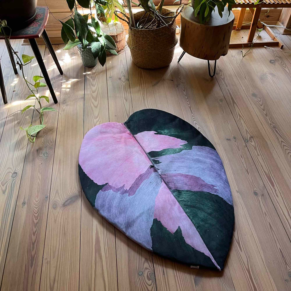 philodendron leaf rug Philodendron Pink Princess leaf floor mat / play mat / leaf floor mat