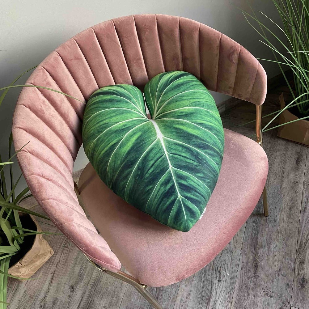 philodendron pillow Philodendron Gloriosum Leaf Pillow – Tropical Plant Cushion, Botanical Throw Pillow