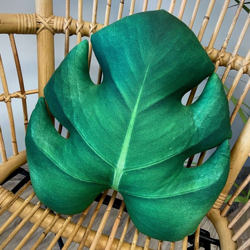 monstera leaf cushion