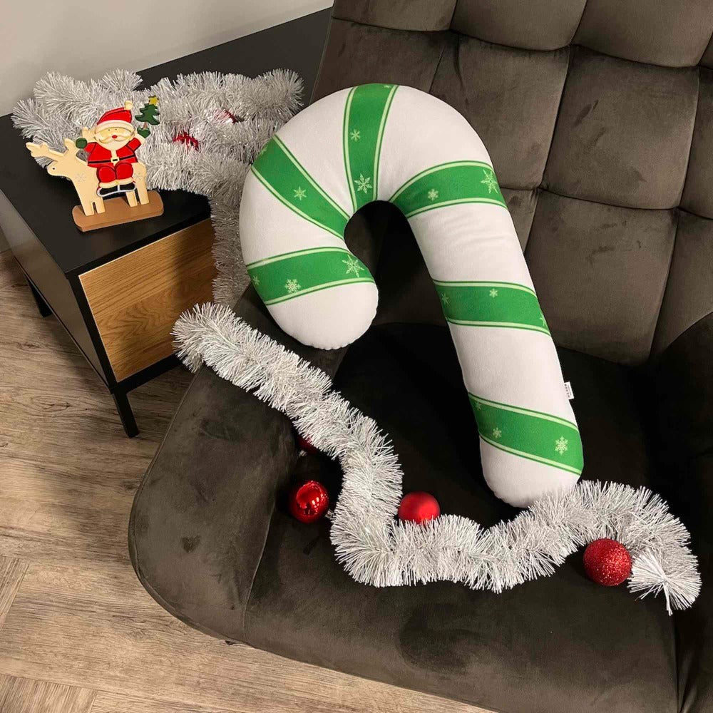 Candy cane shaped outlet pillow