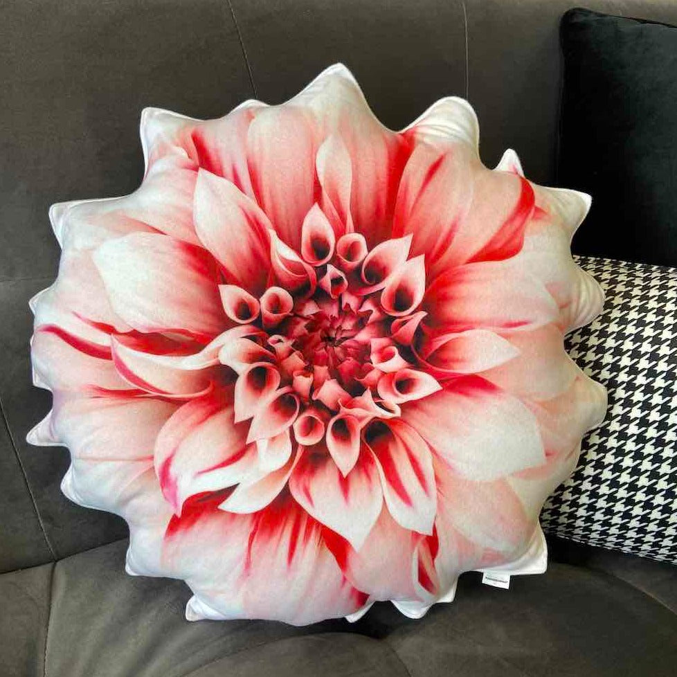 Dahlia flower pillow