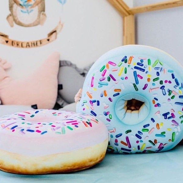 big donut mint pillow