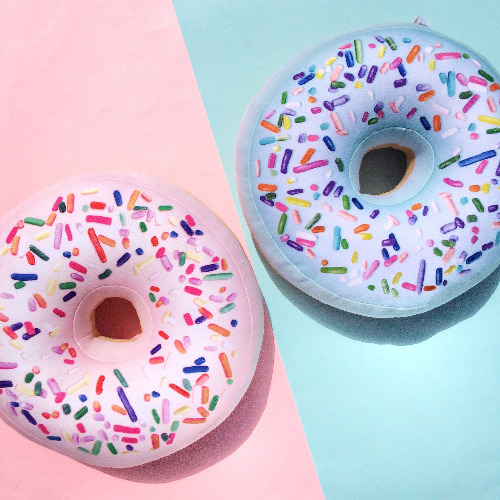 donuts pillows, pink donut, mint donut