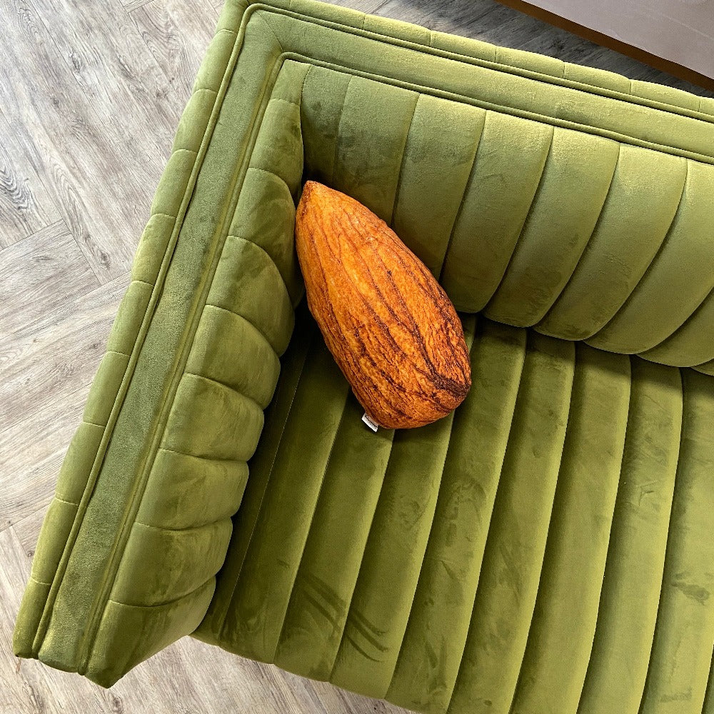 Almond cushion on couch