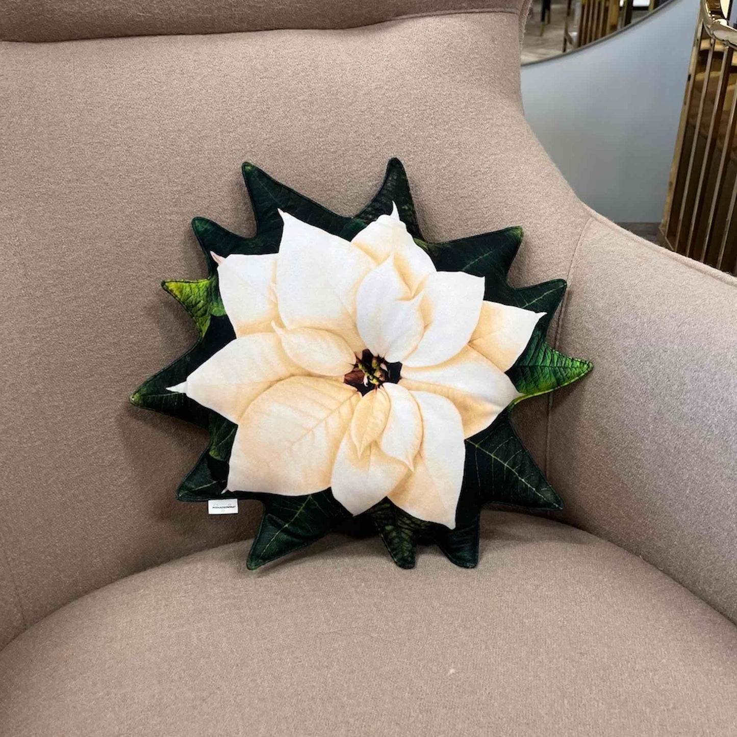 Poinsettia white pillow / ivory poinsettia cushion / christmas pillow / christmas flower