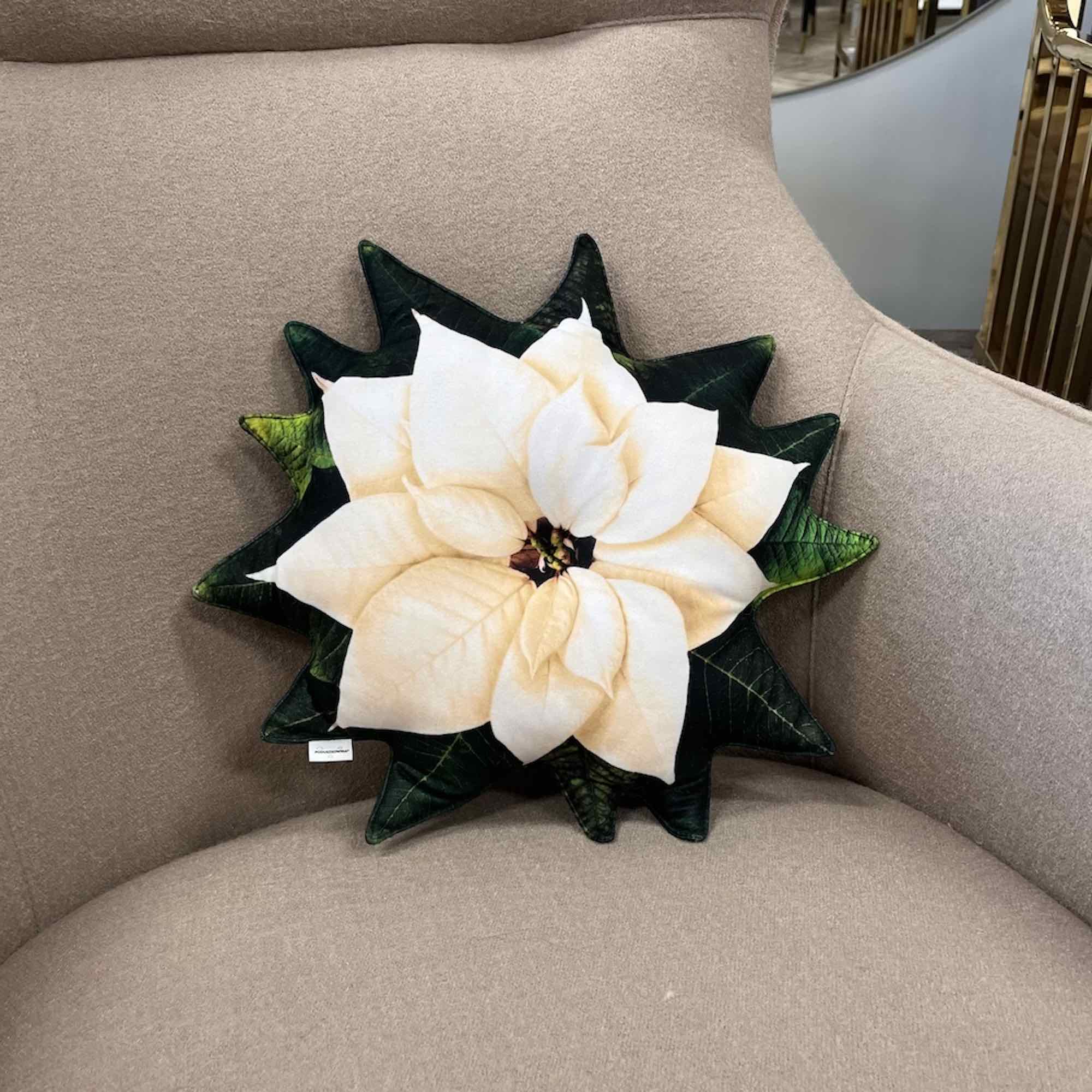 Poinsettia white pillow / ivory poinsettia cushion / christmas pillow / christmas flower