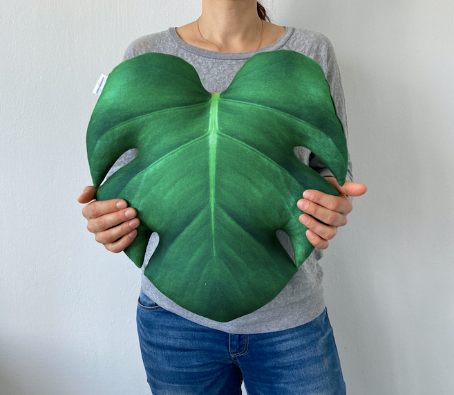 monstera leaf pillow