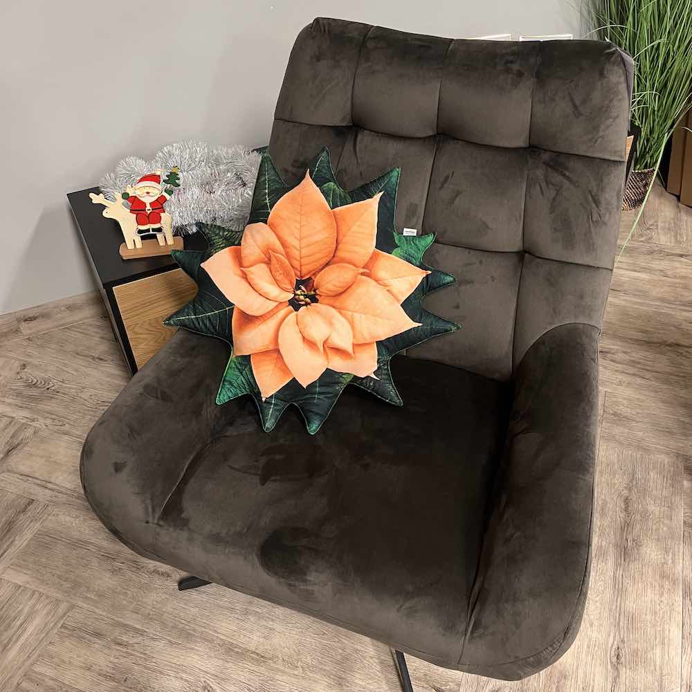 poinsettia orange cushion