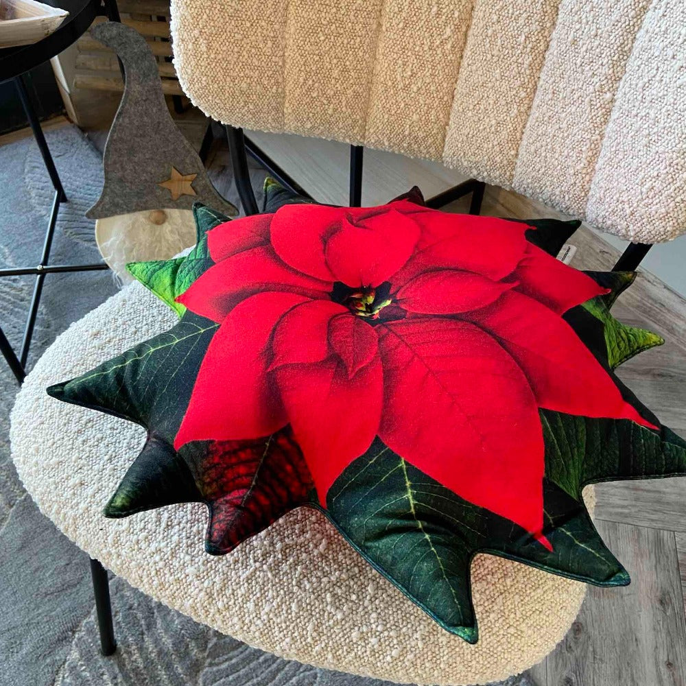 Poinsettia cushion
