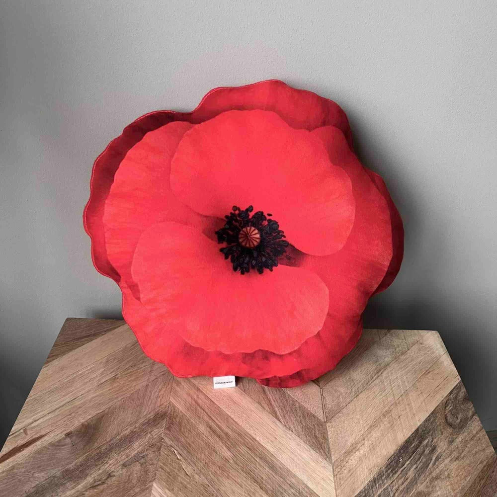 red poppy pillow