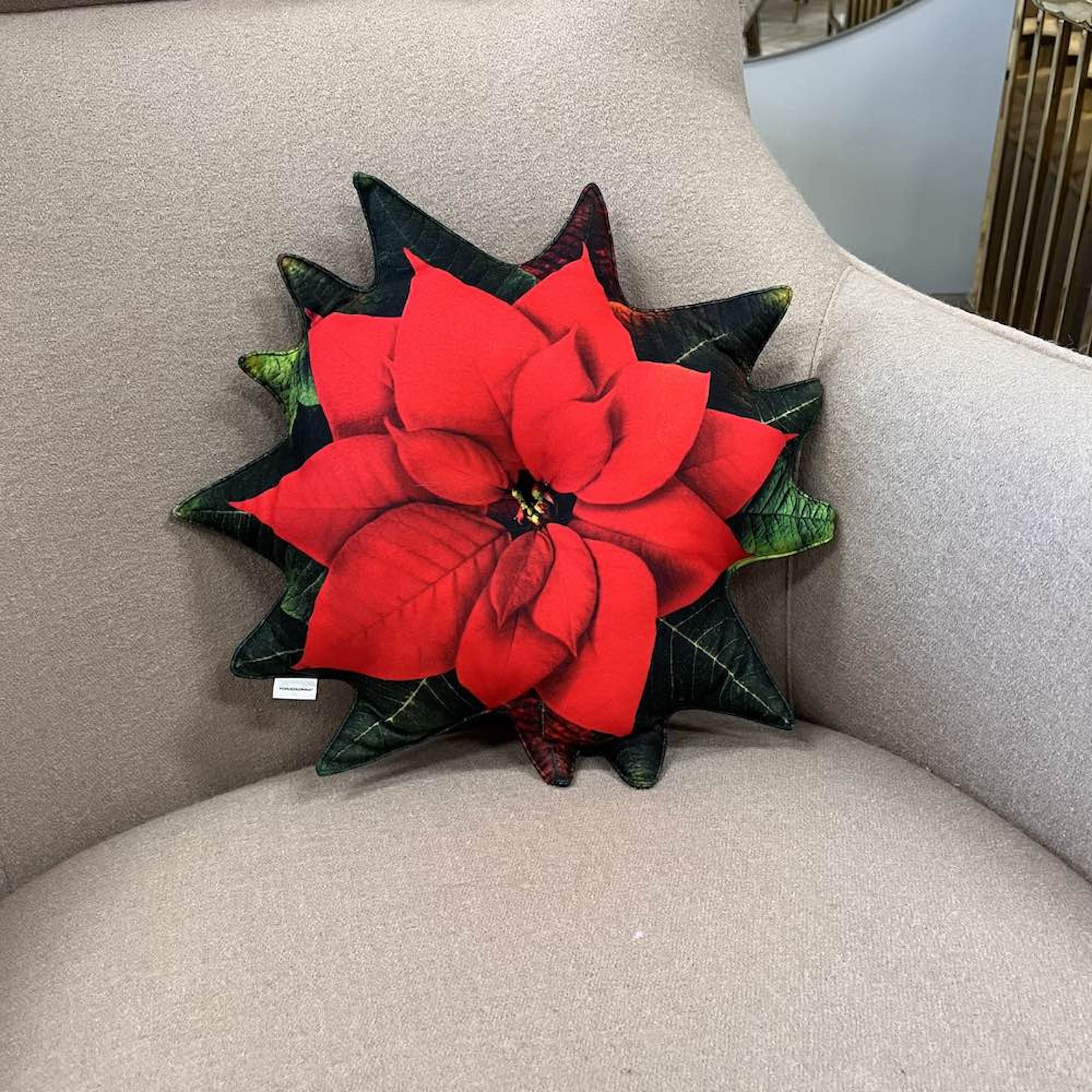 Poinsettia red pillow / poinsettia cushion / christmas pillow / christmas flower