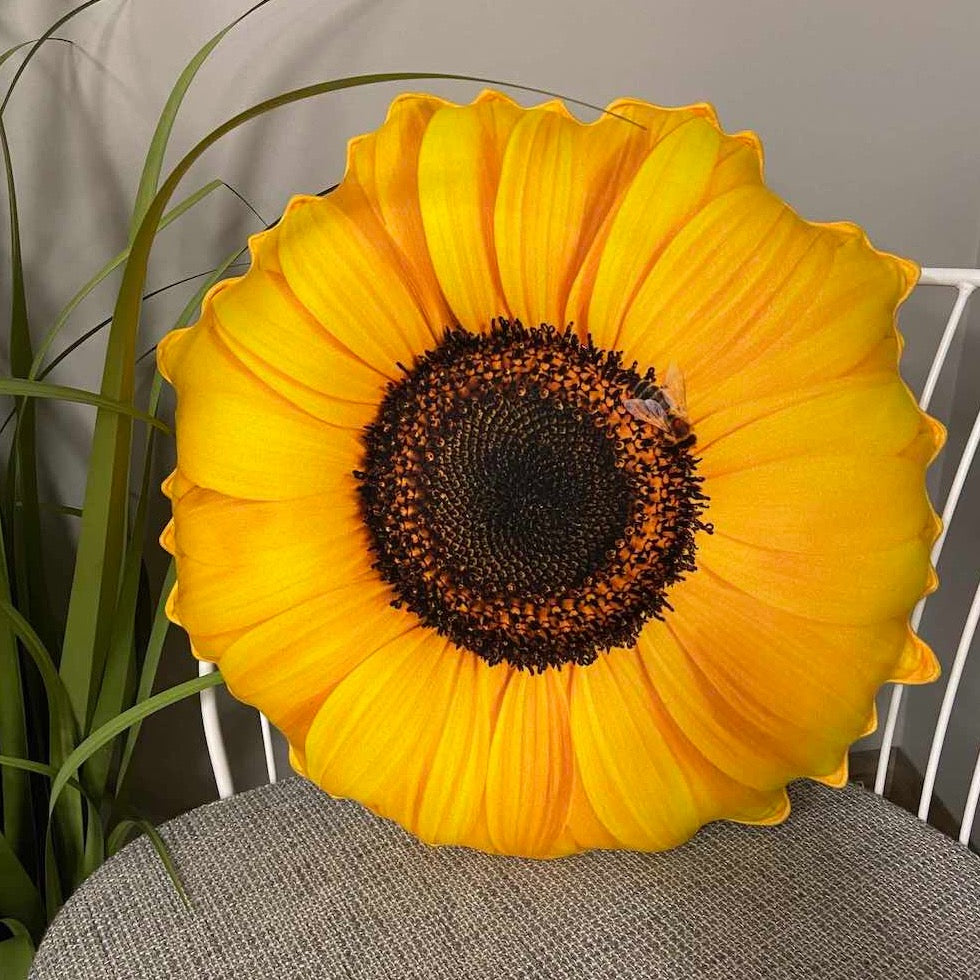 sunflower boho realistic pillow